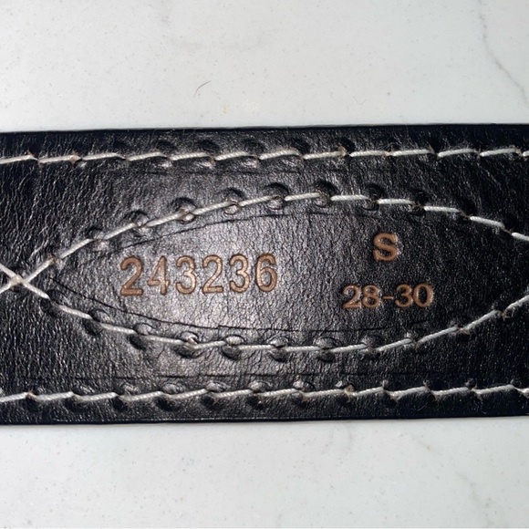 Lands End 28-30" Black Leather Suede Belt w/Decorative Stitching & Brass Buckle - Picture 5 of 6